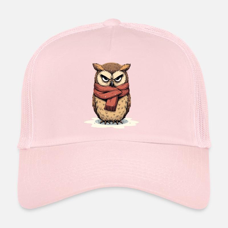 Wintereule mit rotem Schal Trucker Cap
