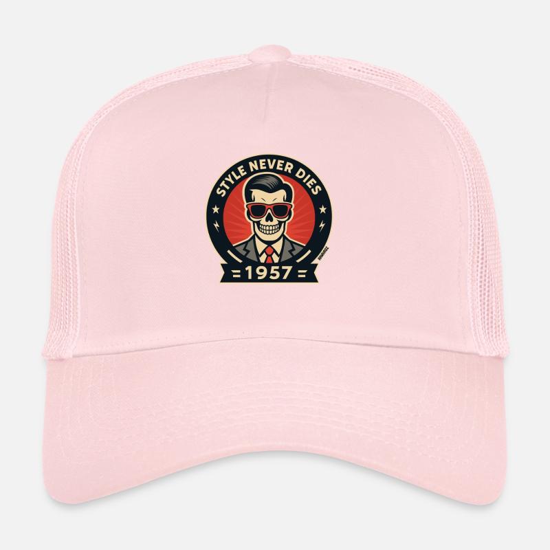 Skull Skeleton in Suit with Style 1957 Retro Trucker Cap