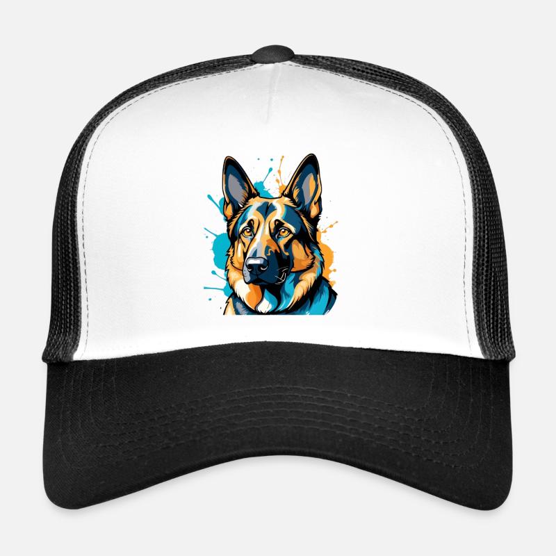 Lebendiger Schäferhund Farbexplosion Trucker Cap