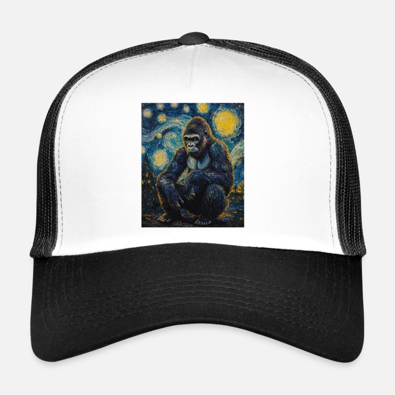 Gorille Gorille Singe Style Van Gogh Nuit étoilée Casquette trucker 