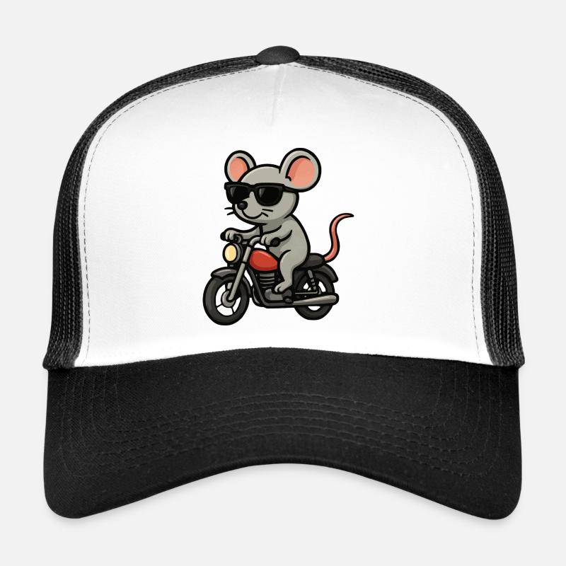 Motorcycle Mouse with Sunglasses Trucker Cap
