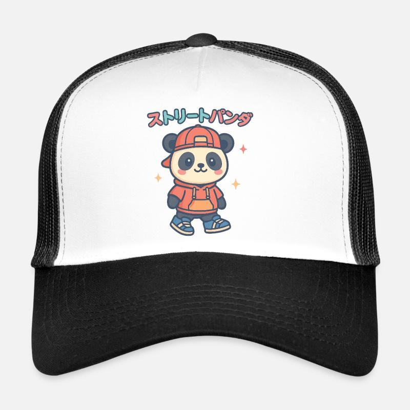 Street Panda Pullover Hoodie - Trucker Cap - white/black