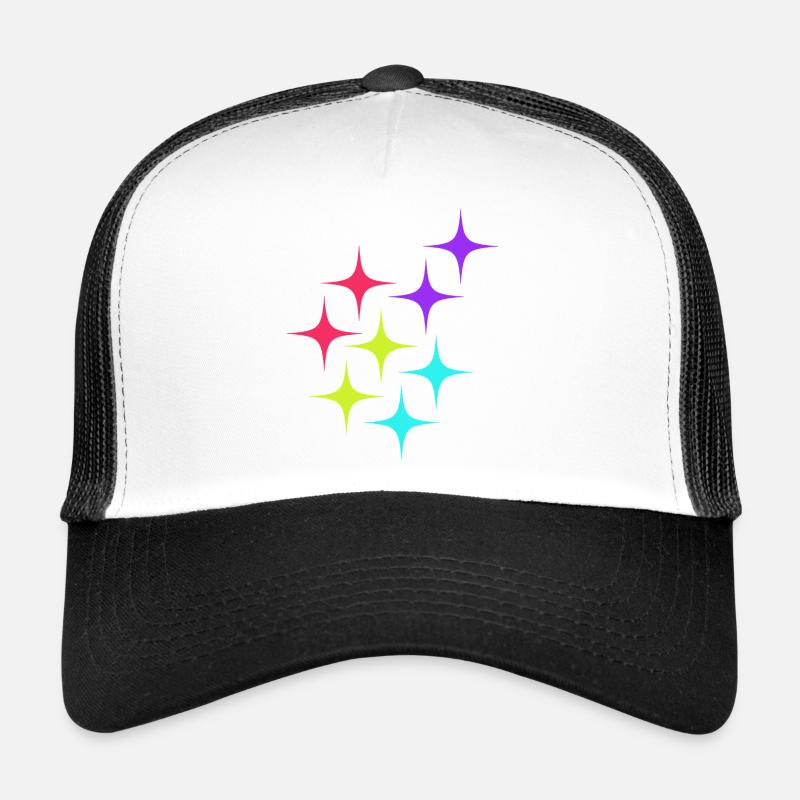 Colorful star sparkle pattern - Trucker Cap - white/black