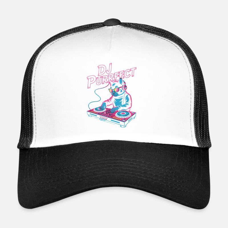 DJ PURRRFECT Chat DJ avec Table de mixage Rave Casquette trucker 
