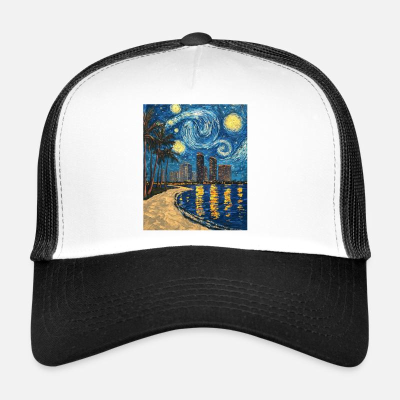 Miami Beach Florida Van Gogh Starry Night Trucker Cap
