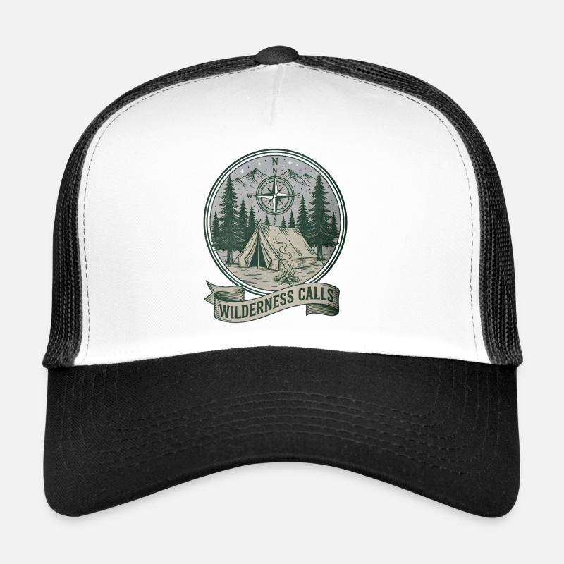Die Wildnis ruft das Kompass-Camp - Trucker Cap - Weiß/Schwarz