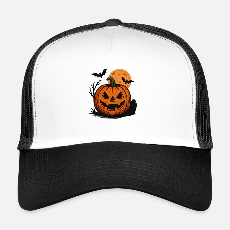 Visage de citrouille Halloween Nuit au clair de lune Casquette trucker 