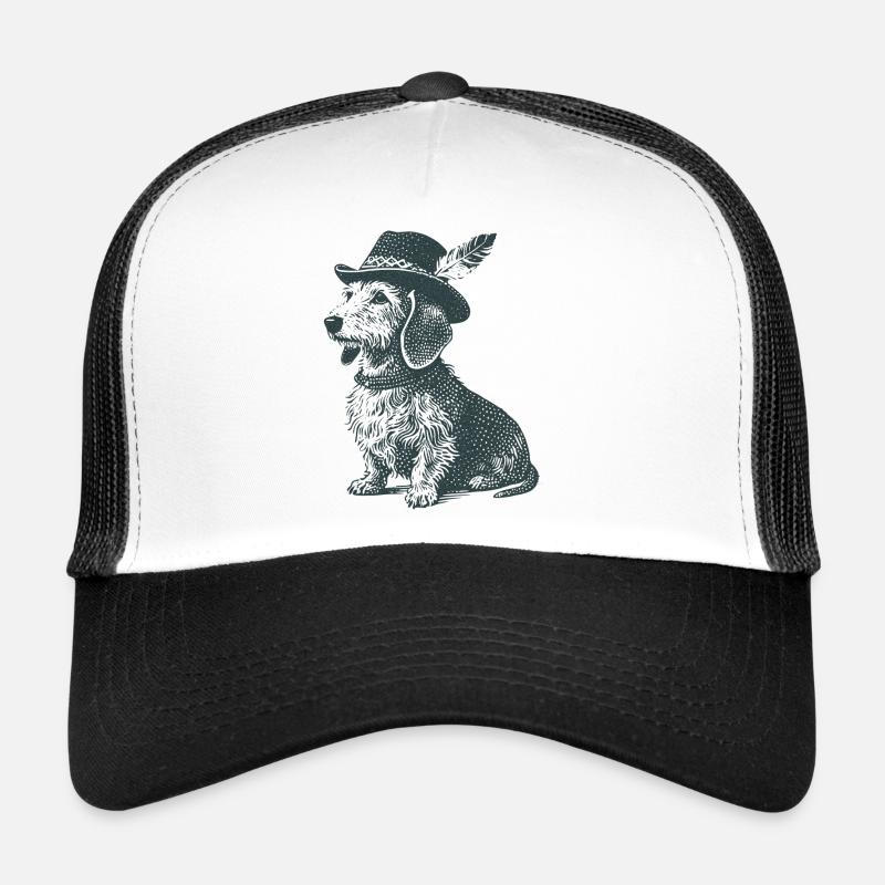 Teckel à poil dur avec chapeau Casquette trucker 