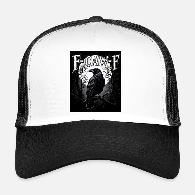 F-Caw-F Raven Moon Gothic - Trucker Cap - Weiß/Schwarz