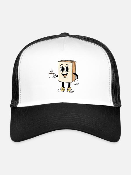 Livre de bande dessinée Amateur de café Lecture - Casquette trucker  - blanc/noir - Devant