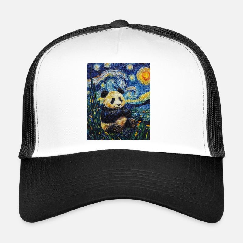 Panda Bear Van Gogh Style Starry Night Trucker Cap