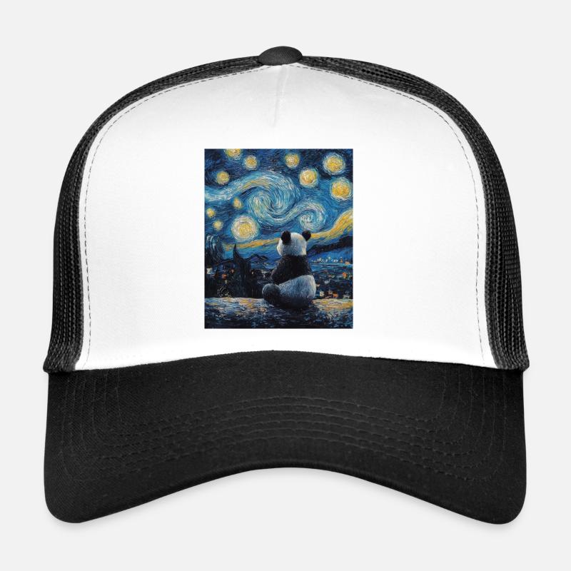Panda Ours Style Van Gogh Nuit étoilée Casquette trucker 