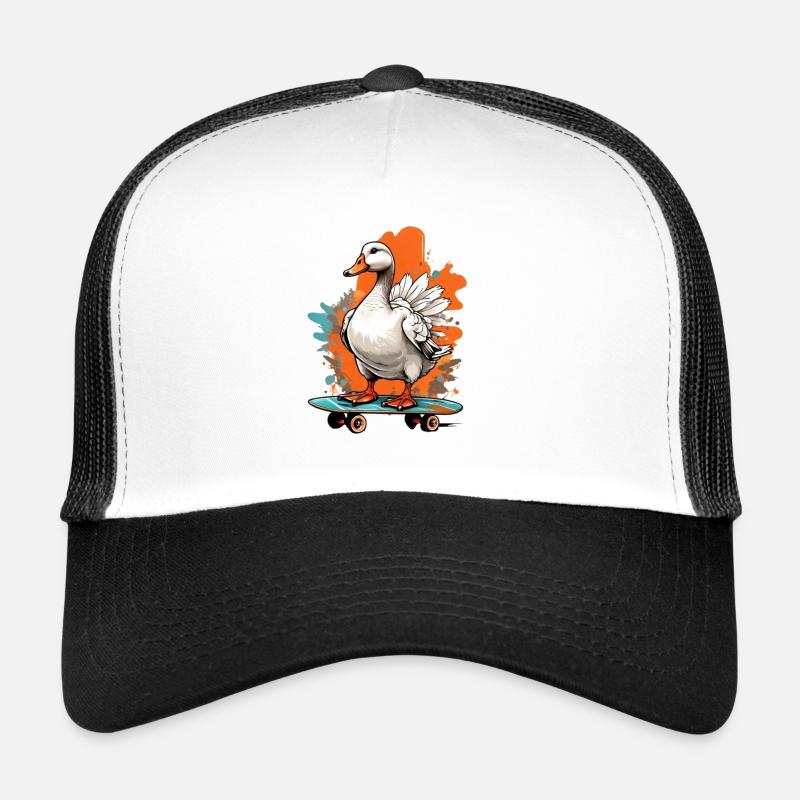 Ente auf Skateboard Trucker Cap