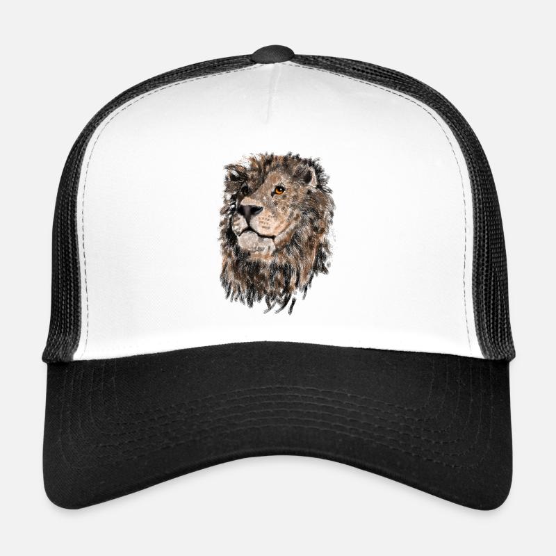 Portrait de lion en technique de peinture Casquette trucker 