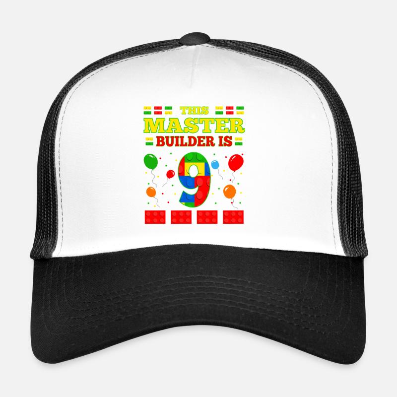 Master Builder 9 Years Old Block Building 9th BDay Trucker Cap