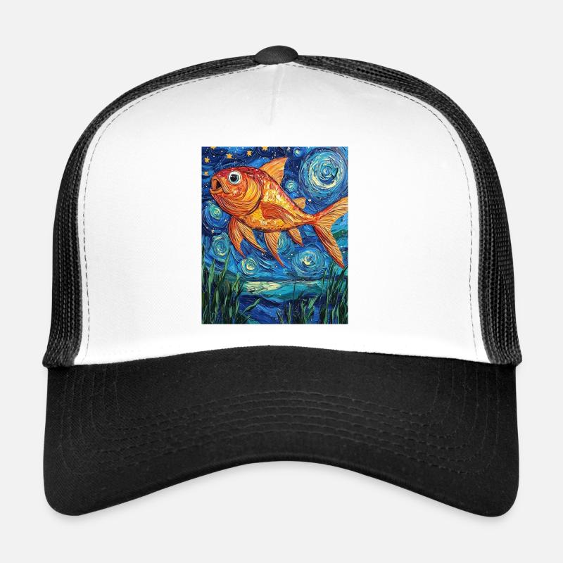 Poisson Rouge Poisson Style Van Gogh Casquette trucker 