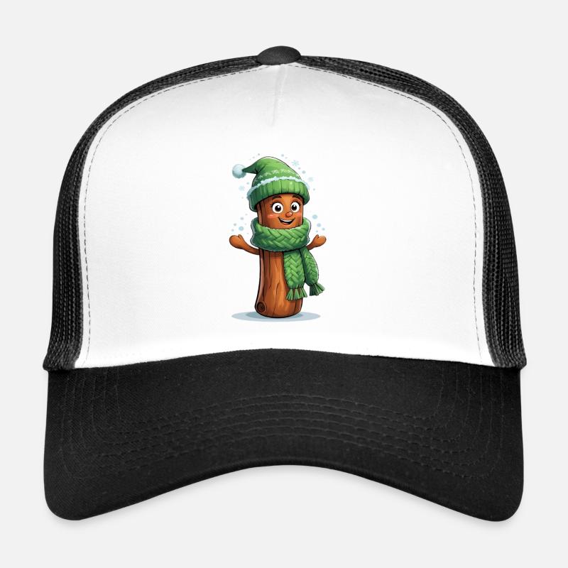 Bûche d’hiver joyeuse avec écharpe Casquette trucker 