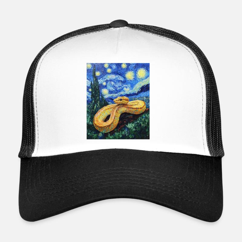 Snake Python Van Gogh Style Starry Night Trucker Cap