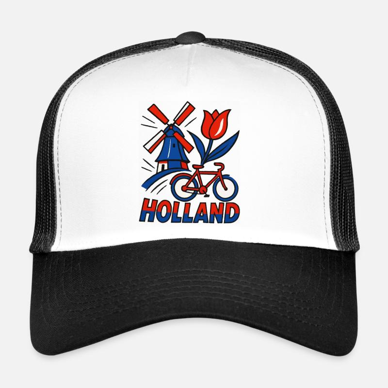 Vélo tulipe à moulin à vent hollandais Casquette trucker 