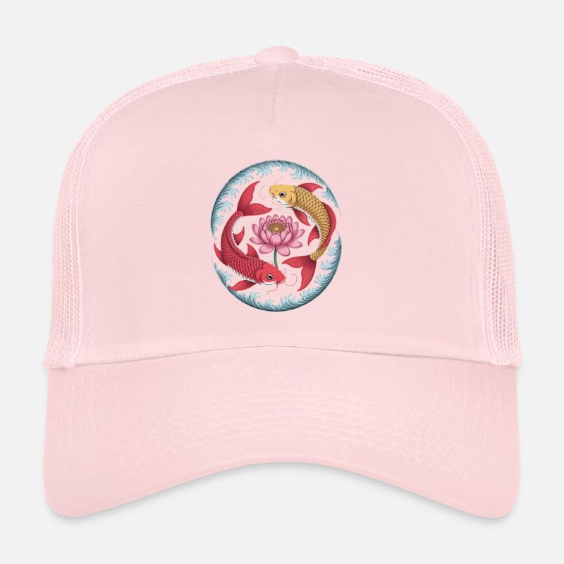 Poisson Koi et fleur de lotus motif harmonieux Casquette trucker 