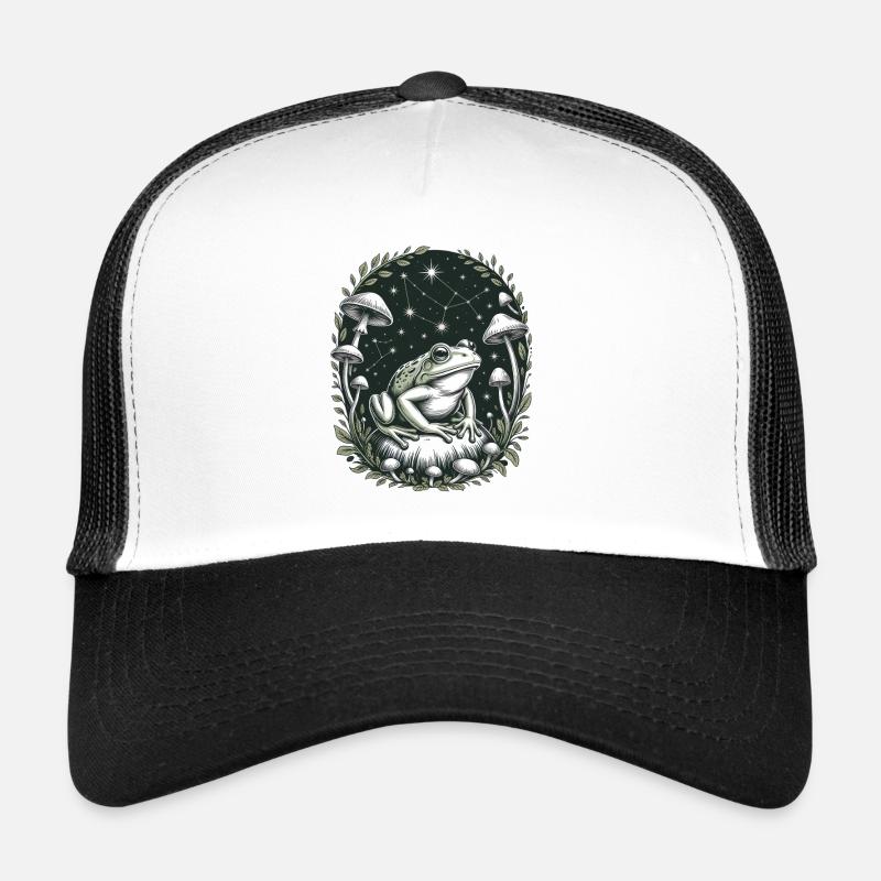 Cosmic frog with constellations and mushrooms Trucker Cap