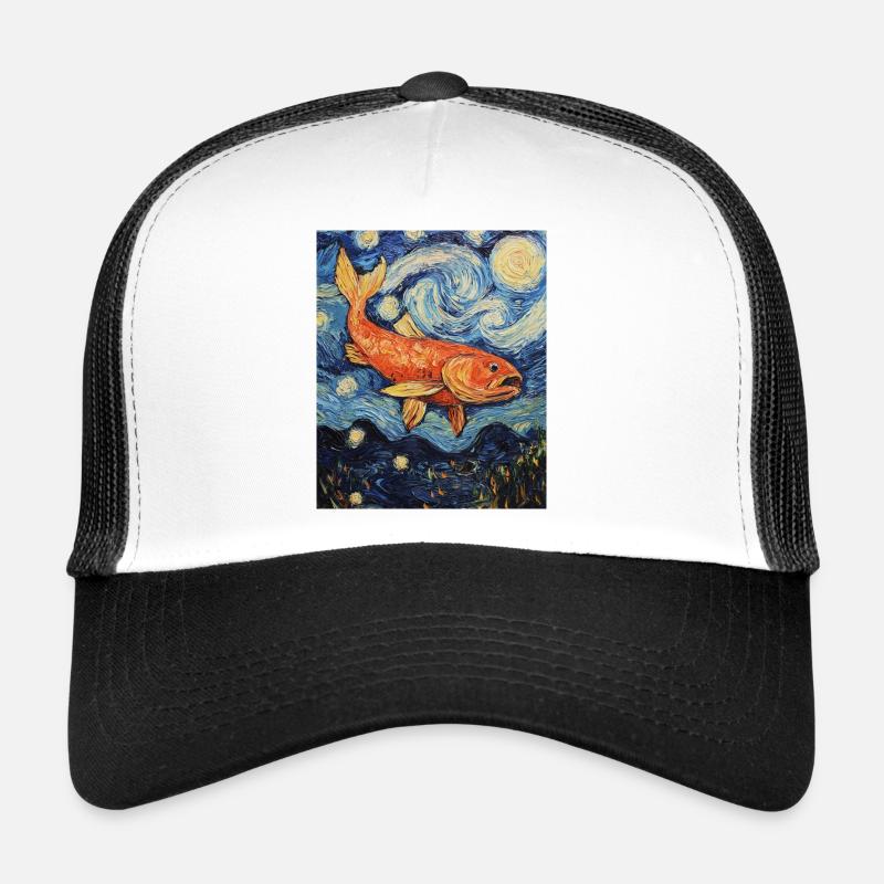 Poisson Koi Karfen Van Gogh Style Nuit étoilée Casquette trucker 