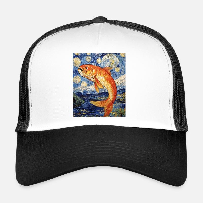 Poisson Koi Karfen Van Gogh Style Nuit étoilée Casquette trucker 