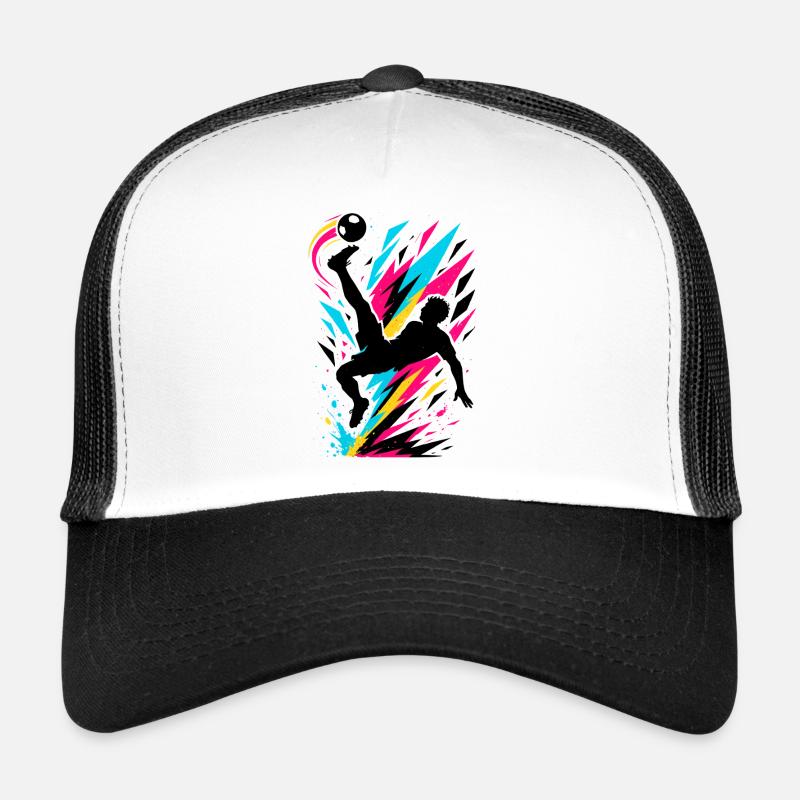 Neon Soccer Player with Ball Trucker Cap