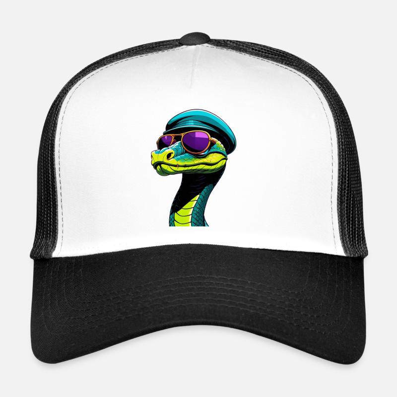 Neon Cobra avec casque rétro et lunettes de soleil Casquette trucker 