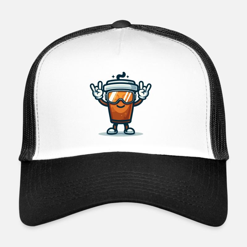 Kaffeebecher mit Skibrille Trucker Cap
