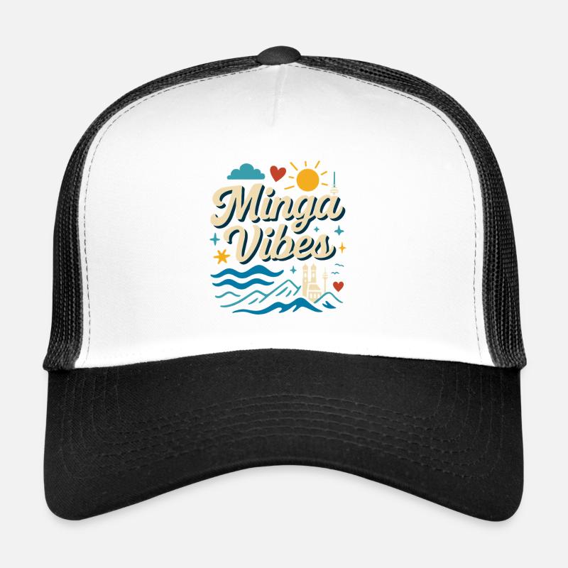 Minga Vibes Munich Skyline Design - Casquette trucker - blanc/noir