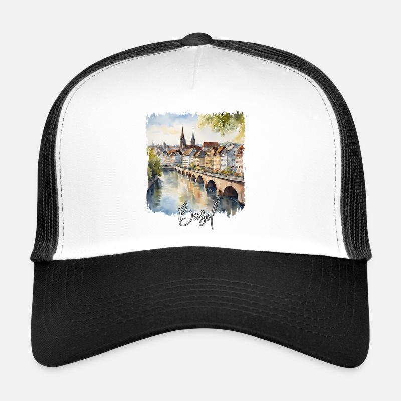 Basel Watercolor, Basel Switzerland Trucker Cap