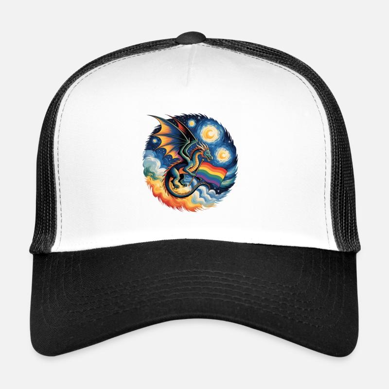 Pridelike Drache mit Regenbogenflagge Trucker Cap