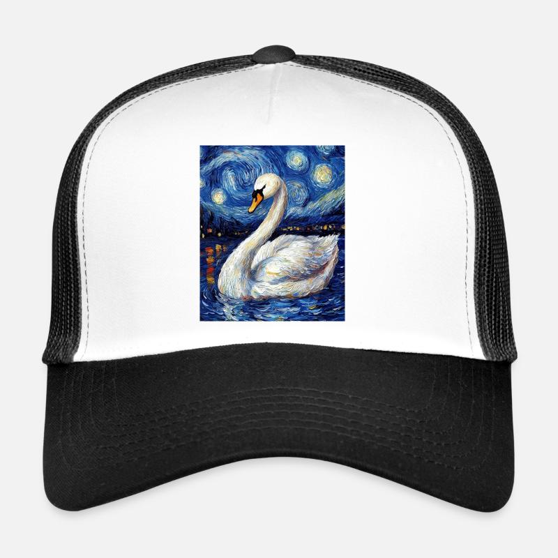 Schwan Vogel Van Gogh Style Trucker Cap