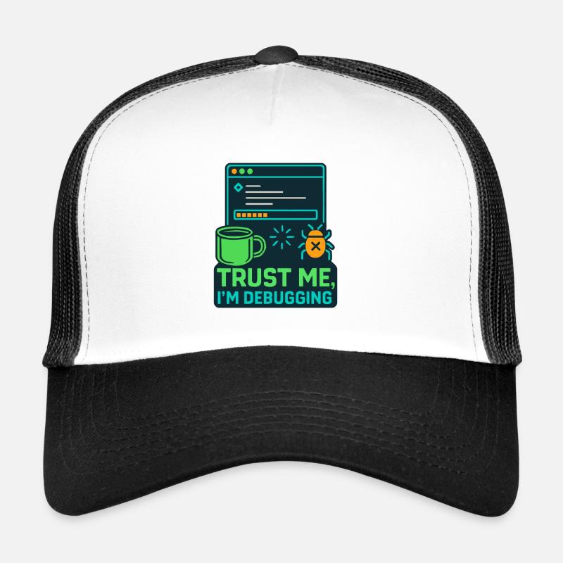 Lustiges IT Design – Trust me, I’m debugging - Trucker Cap - Weiß/Schwarz