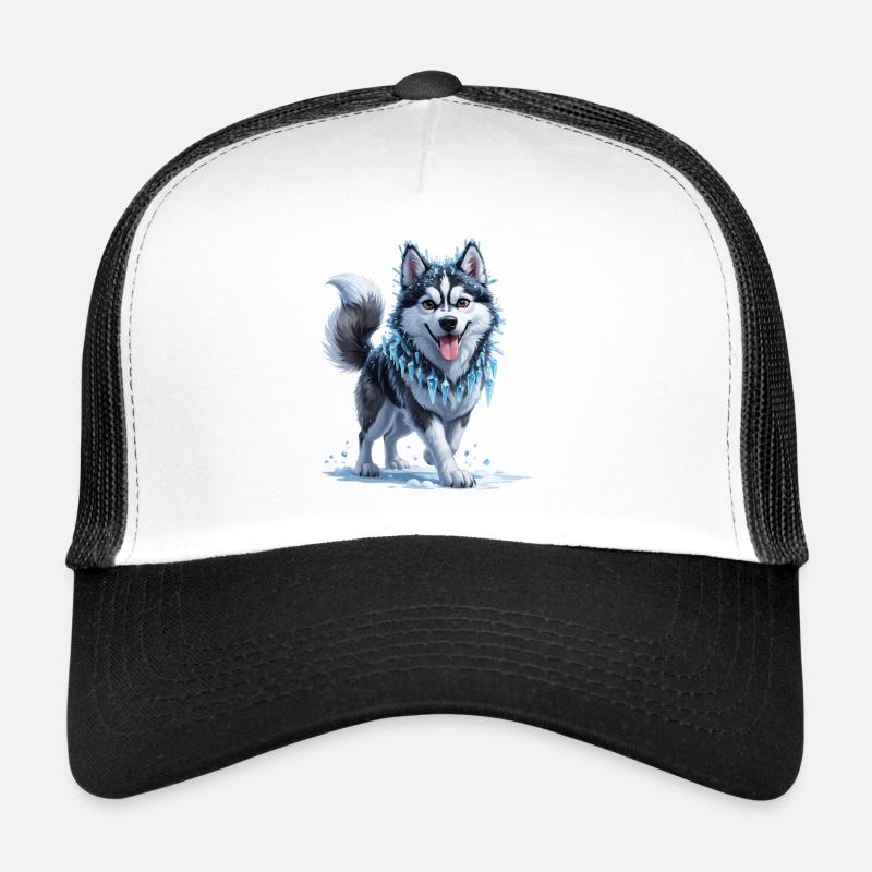 Eis Husky mit Eiskristallkette Trucker Cap