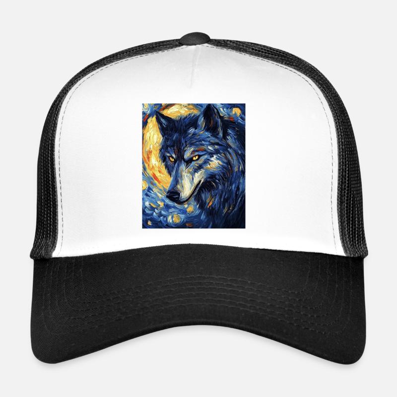 Wolf Van Gogh Style Trucker Cap