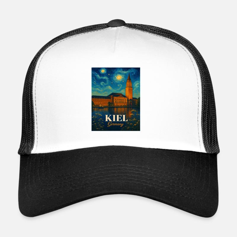Kiel Night View Poster Kiel Germany Trucker Cap