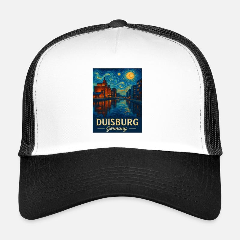 Nuit de Duisbourg sur le Rhin Casquette trucker 