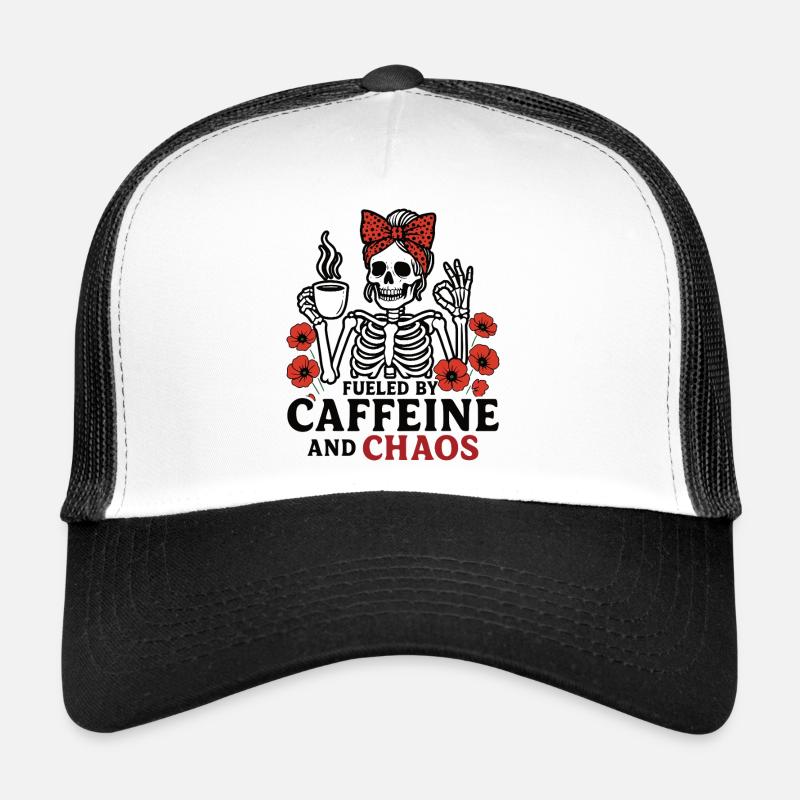 Mutter Koffein Mutter Skelett Kaffee - Trucker Cap - Weiß/Schwarz