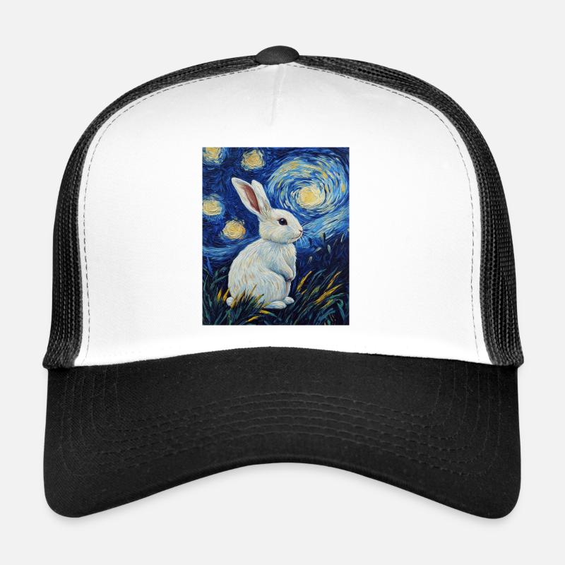 Rabbit Van Gogh Style Starry Night Trucker Cap