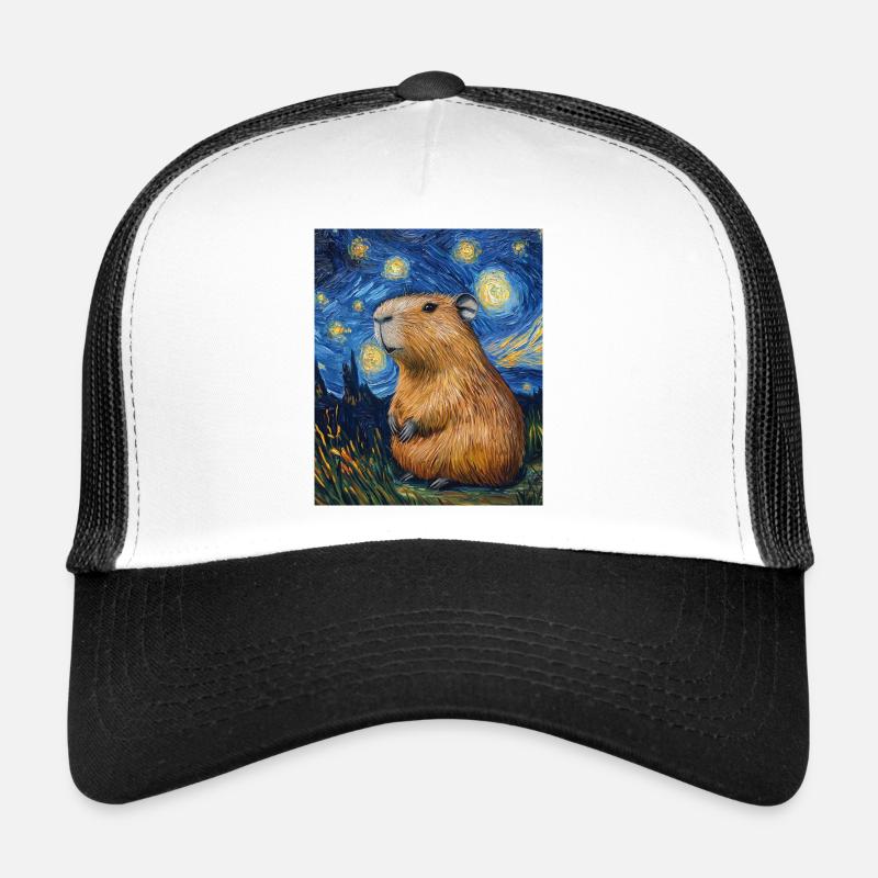 Capybara Van Gogh Style Starry Night Trucker Cap