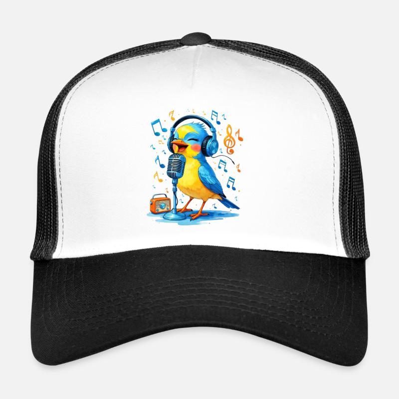 Oiseau karaoké avec casque Casquette trucker 