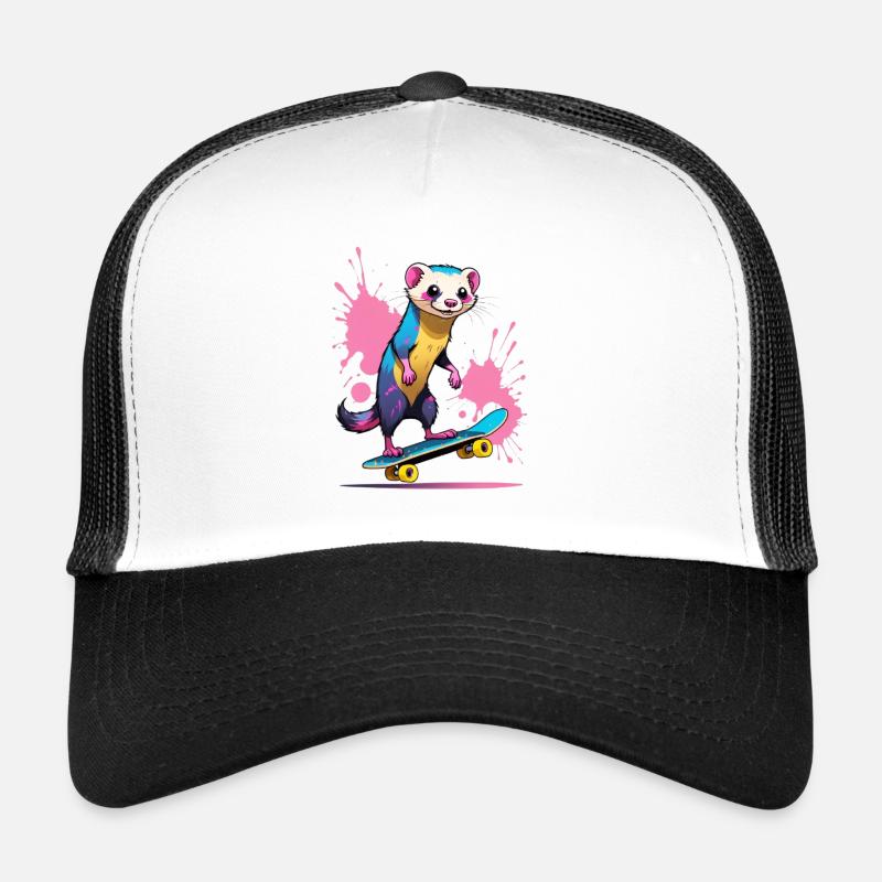 Buntes Skateferret Farbspritzer Trucker Cap