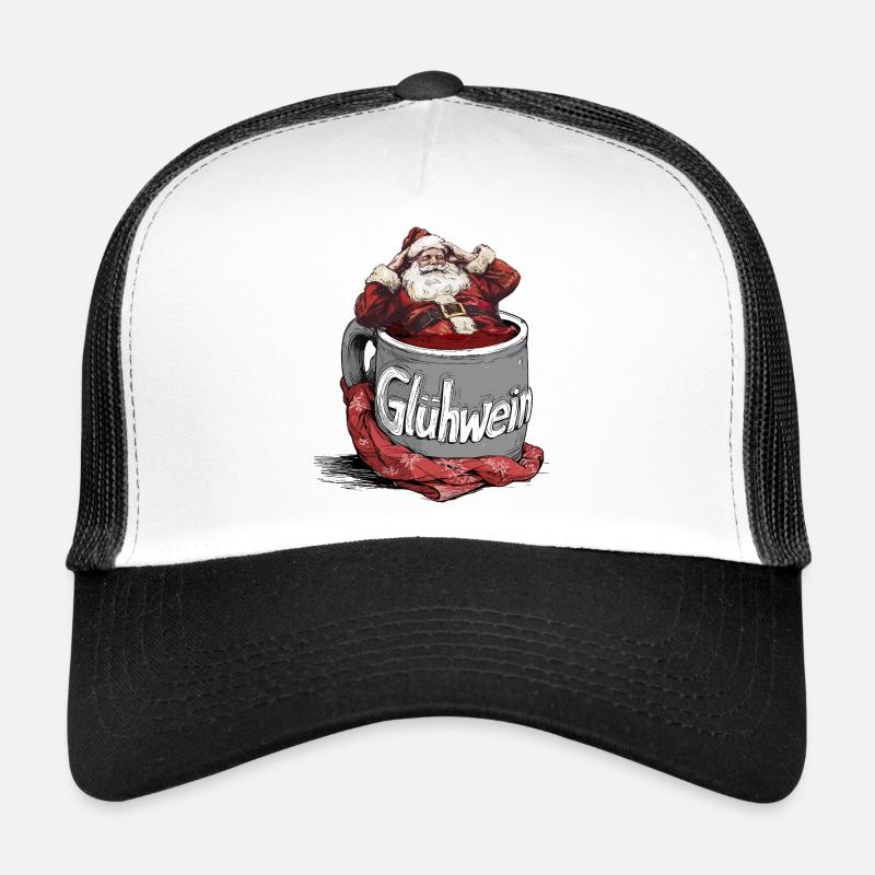Vin chaud Père Noël Mug Illustration Stand de vin chaud Casquette trucker 