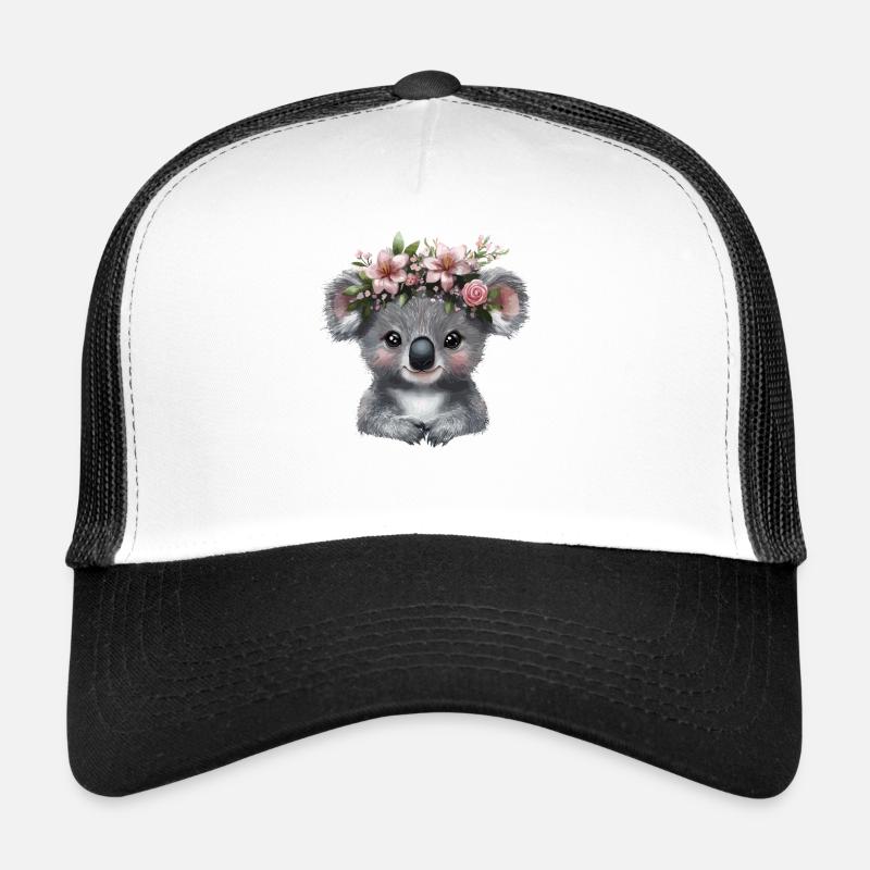 Koala avec illustration de couronne de fleurs Casquette trucker 