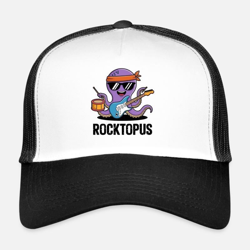 Cool Rocktopus Octopus Music Illustration for Trucker Cap