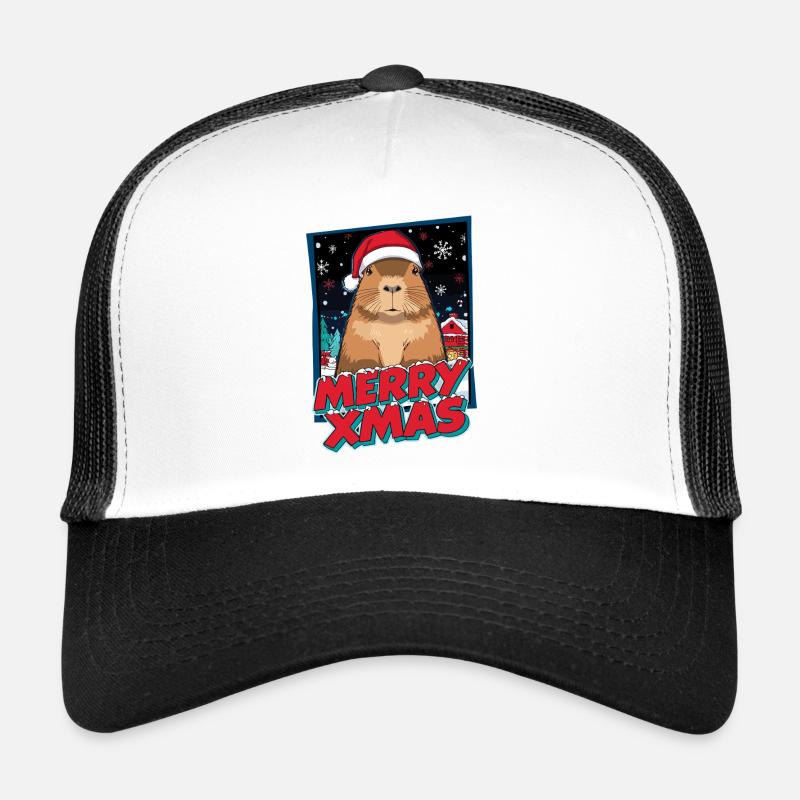 Capybara mit Santa Hut Weihnachten - Trucker Cap - Weiß/Schwarz