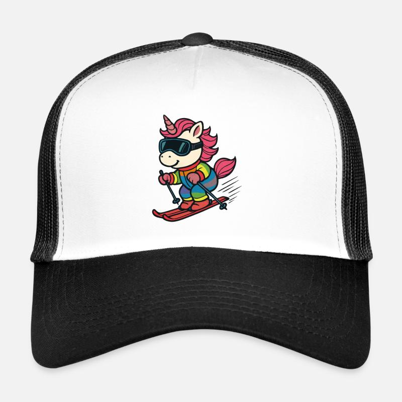 Mignon licorne de ski en costume arc-en-ciel Casquette trucker 