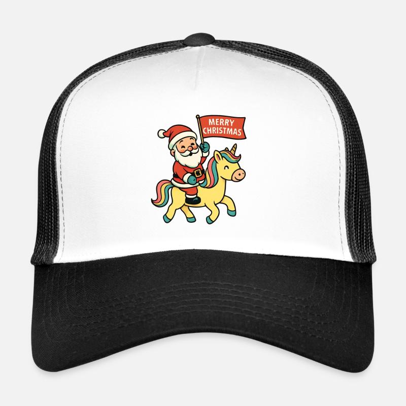 Mignon Père Noël chevauche la licorne Joyeux Noël Casquette trucker 